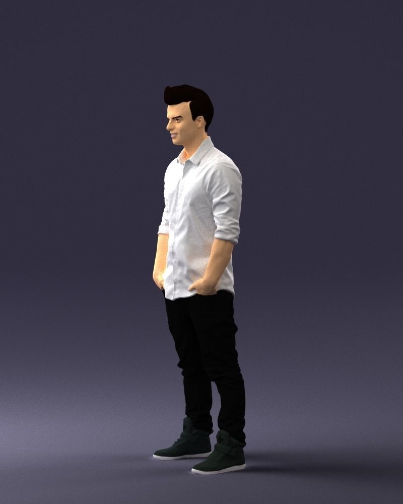 Man in a white shirt 0345 3D Print Ready 3D print model_27