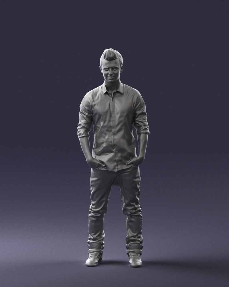 Man in a white shirt 0345 3D Print Ready 3D print model_37