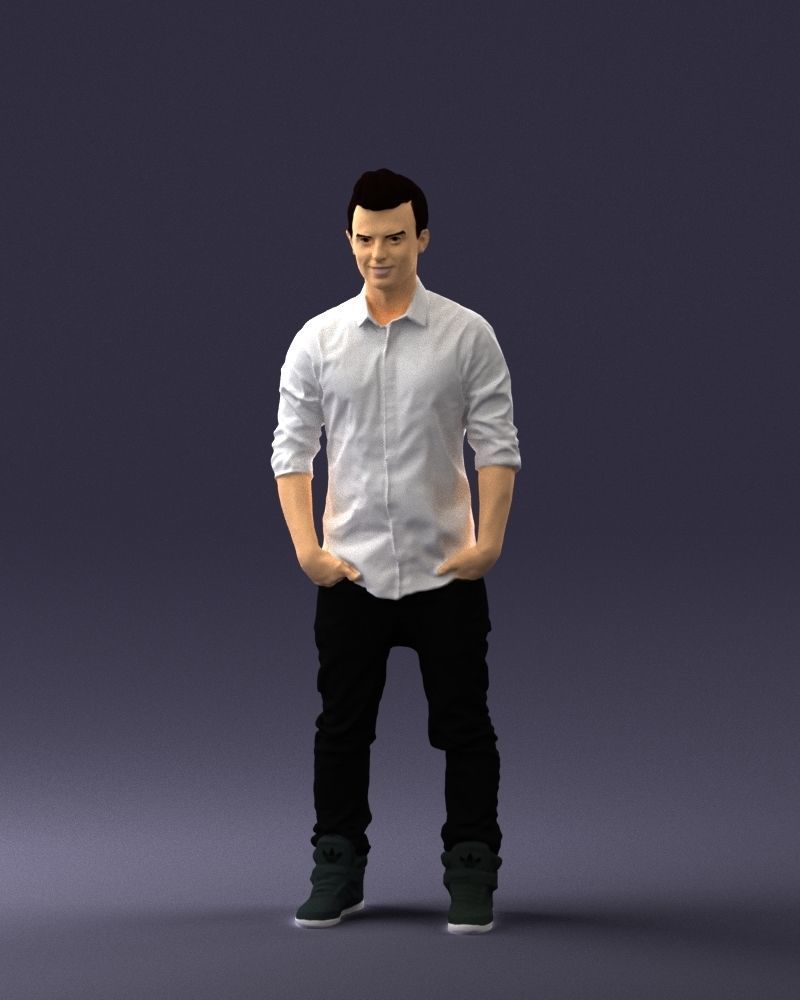 Man in a white shirt 0345 3D Print Ready 3D print model_33