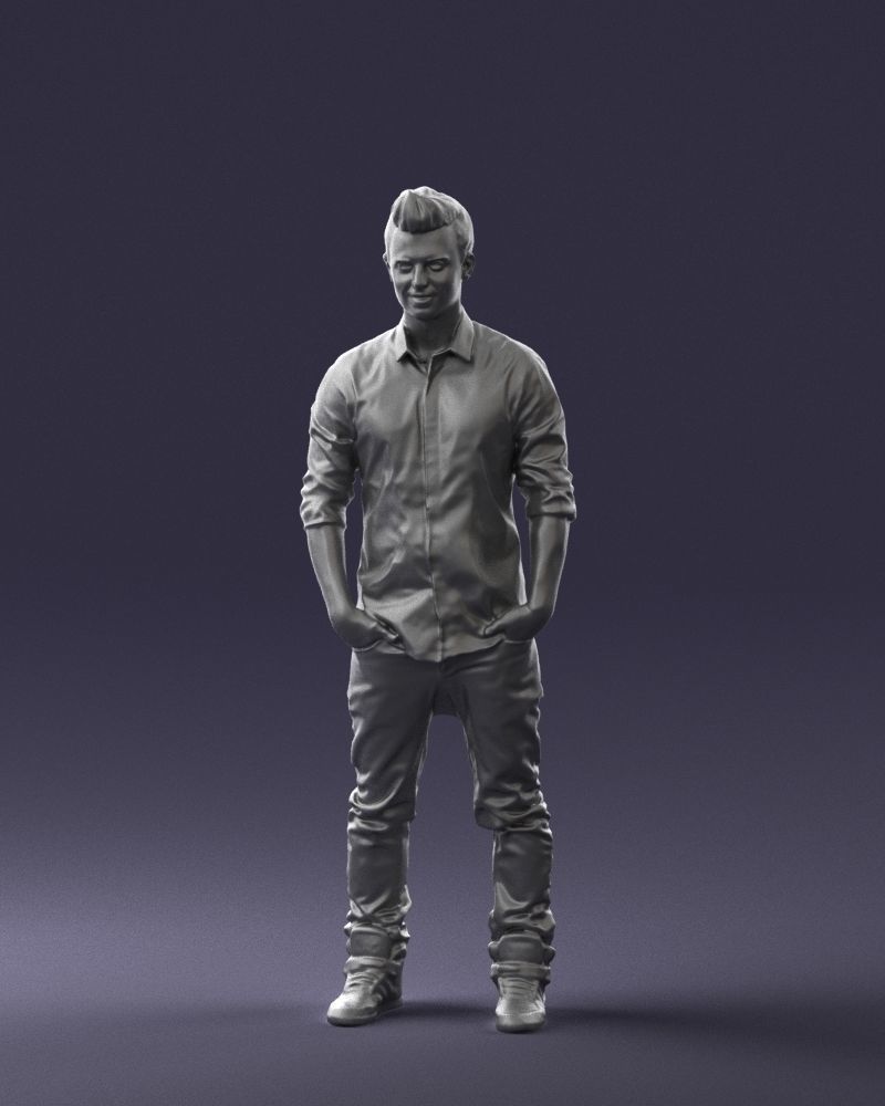 Man in a white shirt 0345 3D Print Ready 3D print model_34