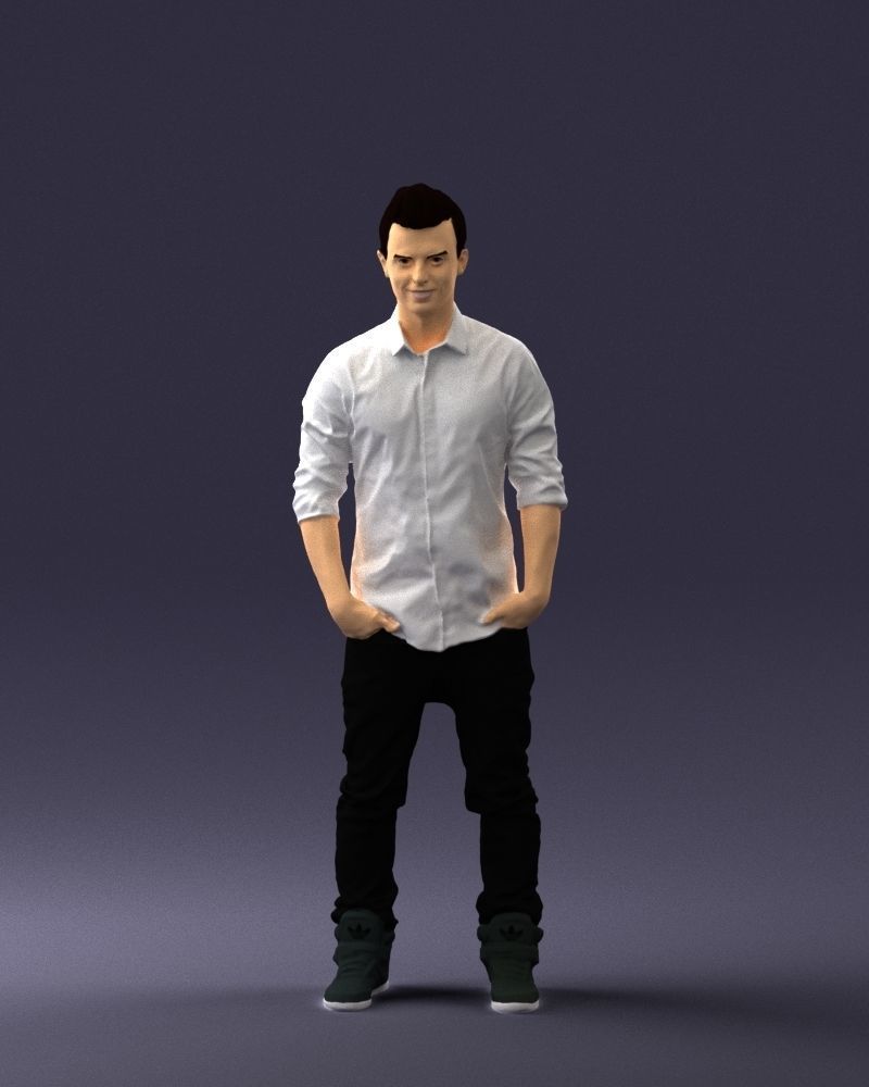 Man in a white shirt 0345 3D Print Ready 3D print model_36