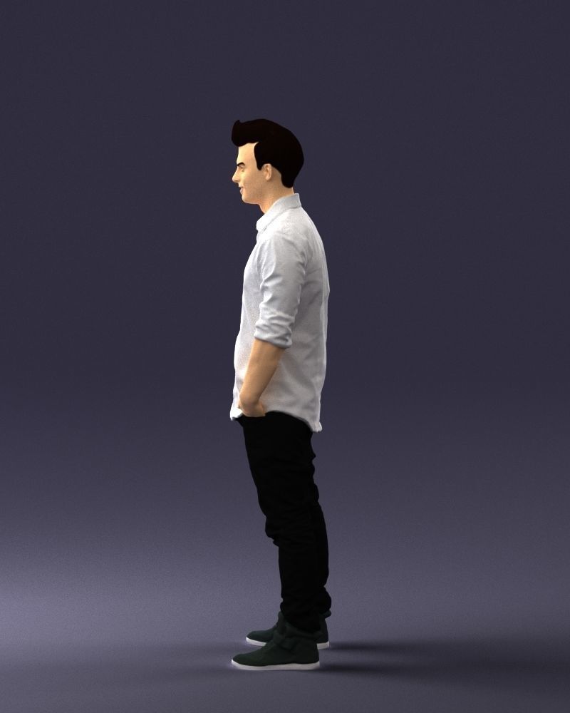 Man in a white shirt 0345 3D Print Ready 3D print model_24