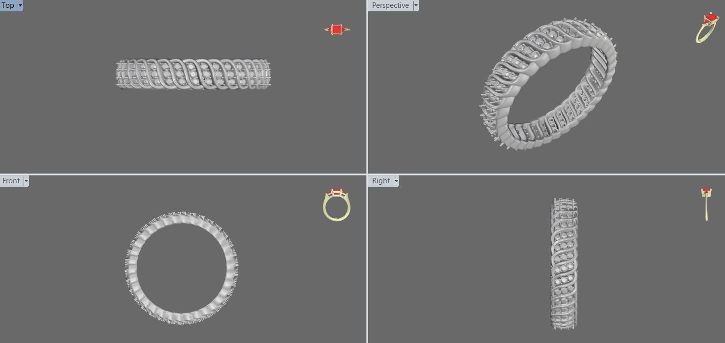 Wavy ring with full gems 3D print model_6