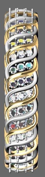 Wavy ring with full gems 3D print model_2