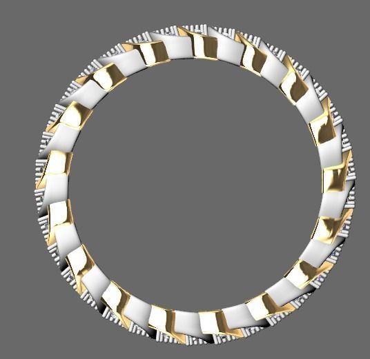 Wavy ring with full gems 3D print model_4