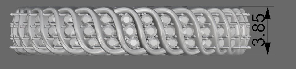Wavy ring with full gems 3D print model_5