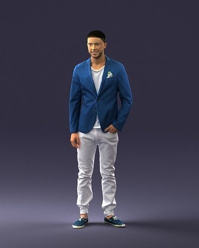 Smiling man in a blue jacket 0357 3D model
