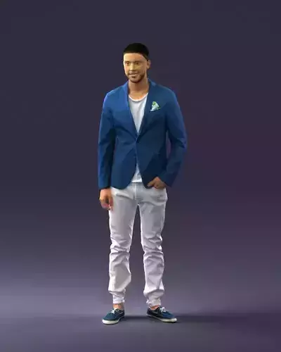 Smiling man in a blue jacket 0357