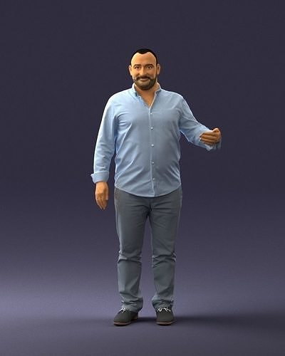 Man in blue shirt 0368 3D Print Ready 3D print model