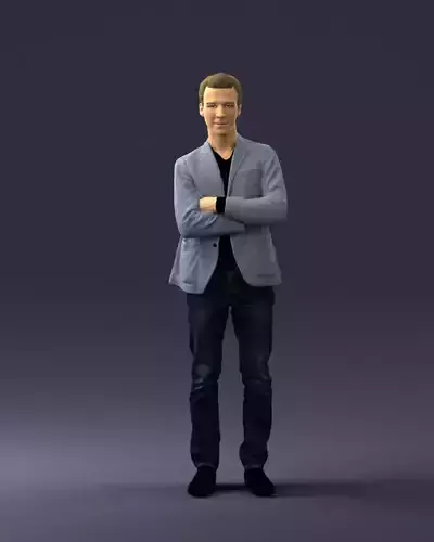 Guy in jeans and blue jacket 0374