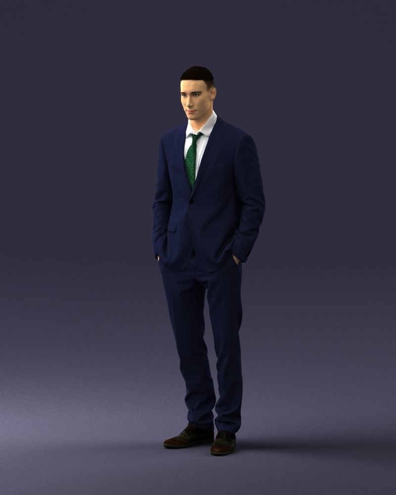 Young man in green tie and suit 0383 3D Print Ready 3D print model_3
