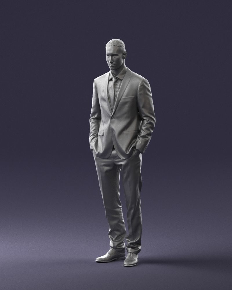 Young man in green tie and suit 0383 3D Print Ready 3D print model_4