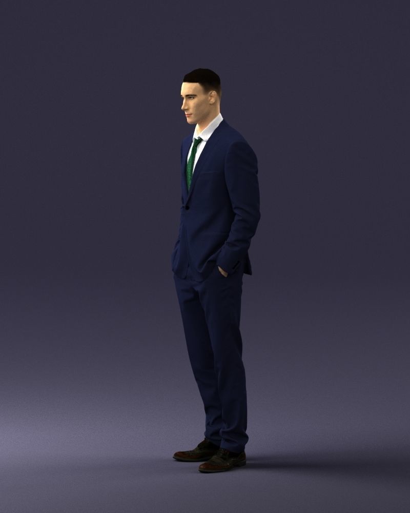 Young man in green tie and suit 0383 3D Print Ready 3D print model_6