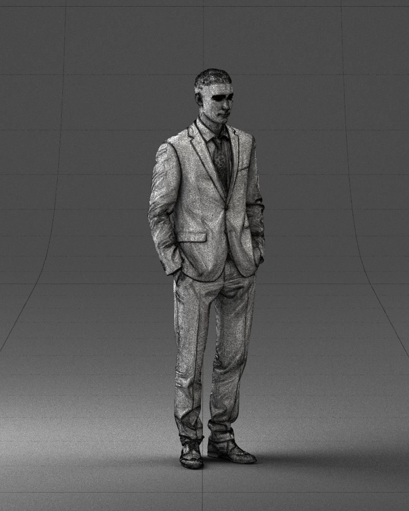 Young man in green tie and suit 0383 3D Print Ready 3D print model_35