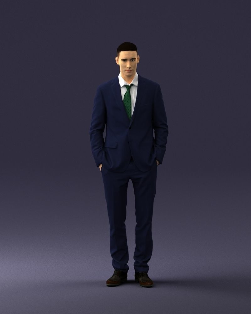 Young man in green tie and suit 0383 3D Print Ready 3D print model_36