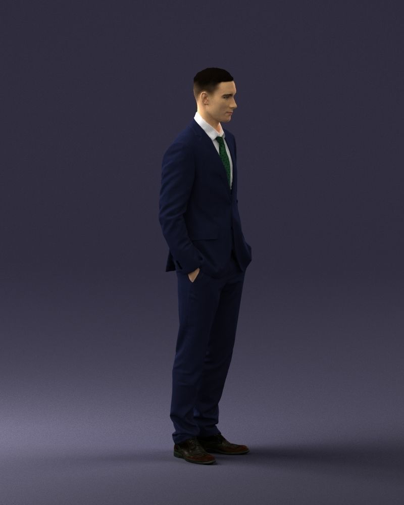 Young man in green tie and suit 0383 3D Print Ready 3D print model_30