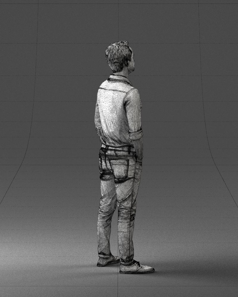 Man in yellow trousers and white shirt 0370 3D Print Ready 3D print model_26