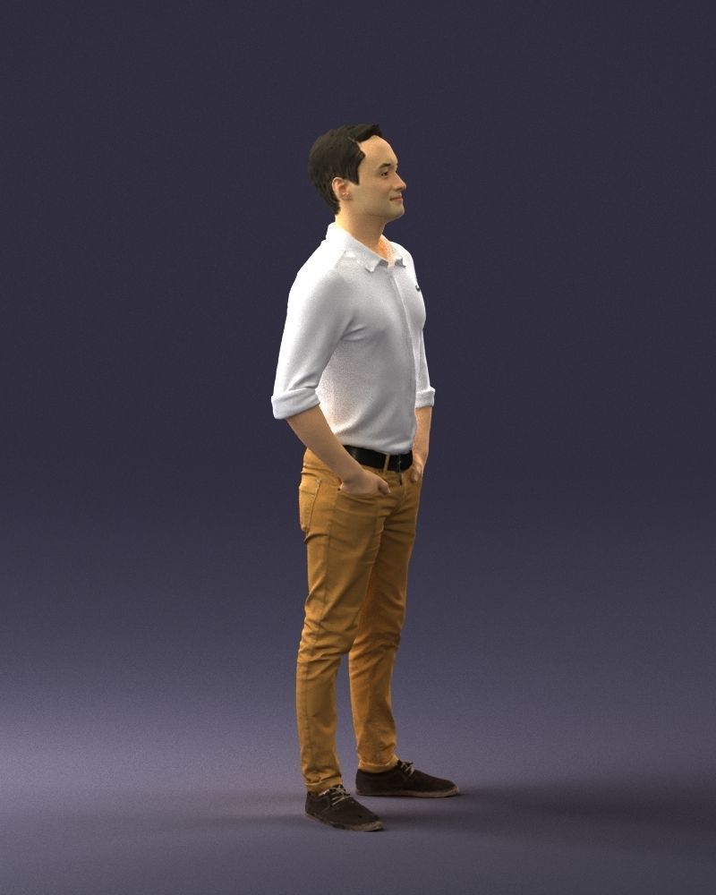 Man in yellow trousers and white shirt 0370 3D Print Ready 3D print model_30