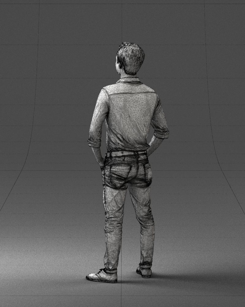 Man in yellow trousers and white shirt 0370 3D Print Ready 3D print model_17