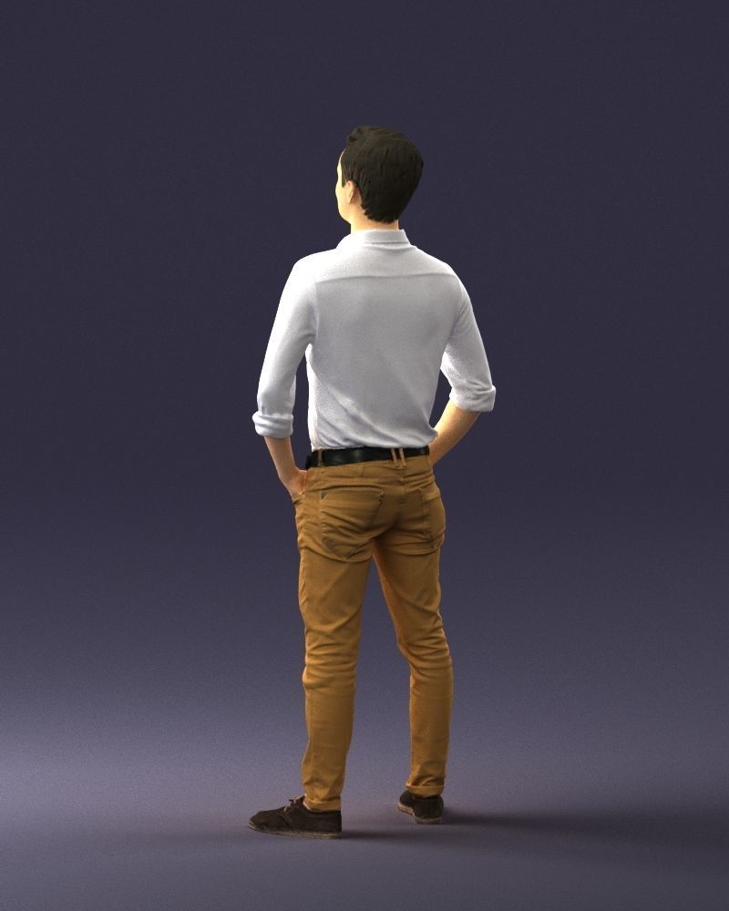 Man in yellow trousers and white shirt 0370 3D Print Ready 3D print model_15