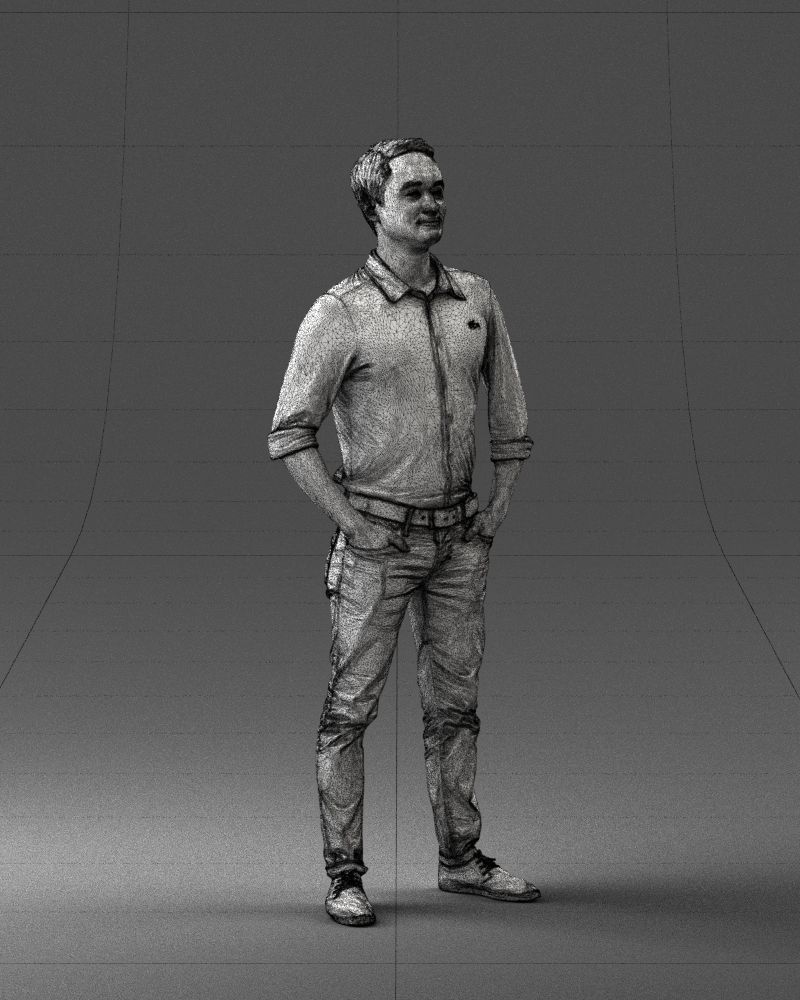 Man in yellow trousers and white shirt 0370 3D Print Ready 3D print model_35