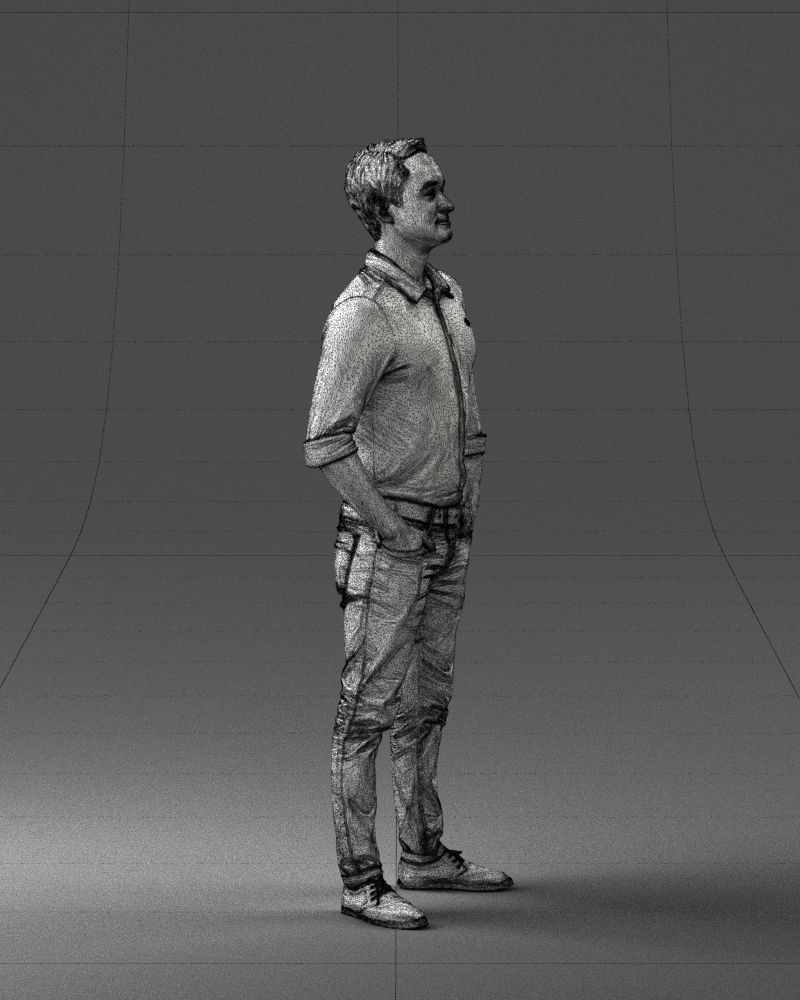 Man in yellow trousers and white shirt 0370 3D Print Ready 3D print model_32