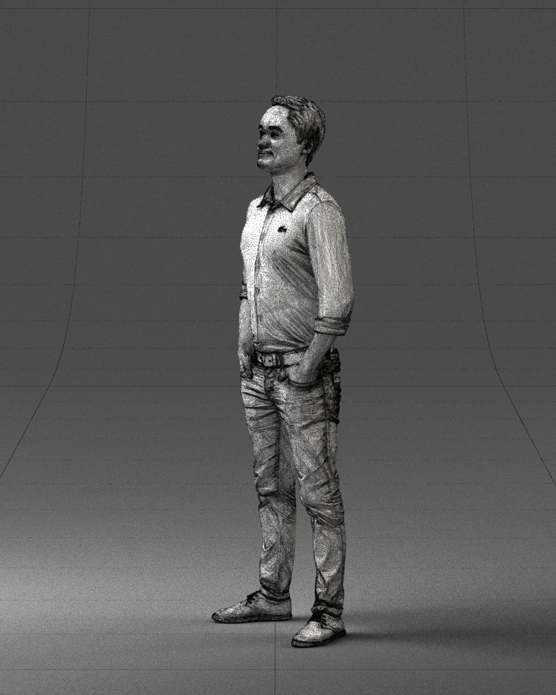 Man in yellow trousers and white shirt 0370 3D Print Ready 3D print model_8