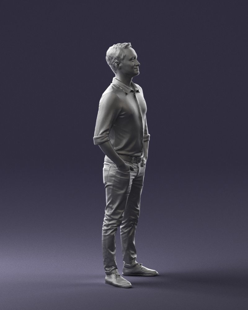 Man in yellow trousers and white shirt 0370 3D Print Ready 3D print model_31