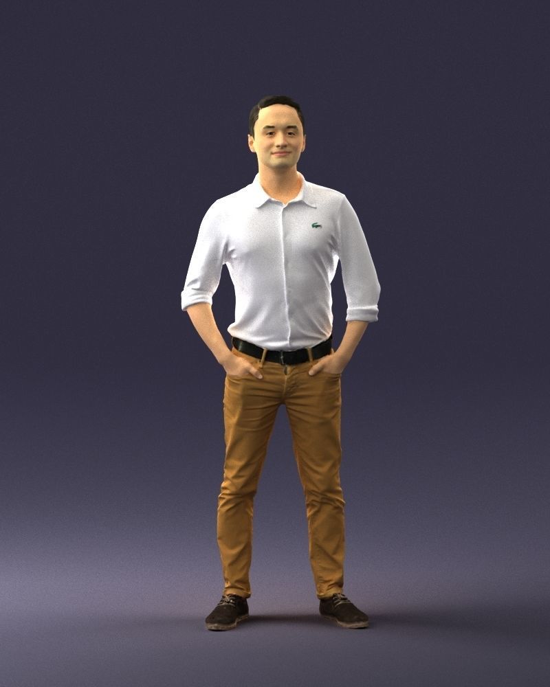 Man in yellow trousers and white shirt 0370 3D Print Ready 3D print model_36