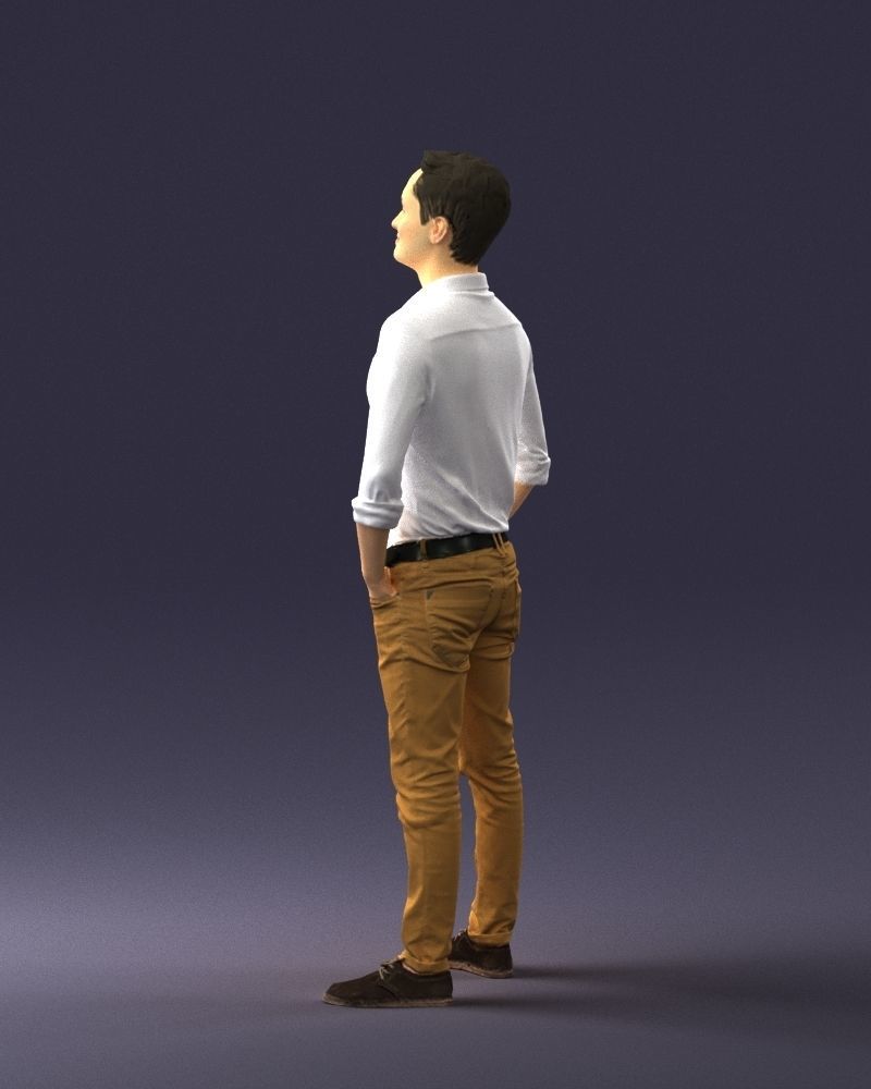 Man in yellow trousers and white shirt 0370 3D Print Ready 3D print model_12