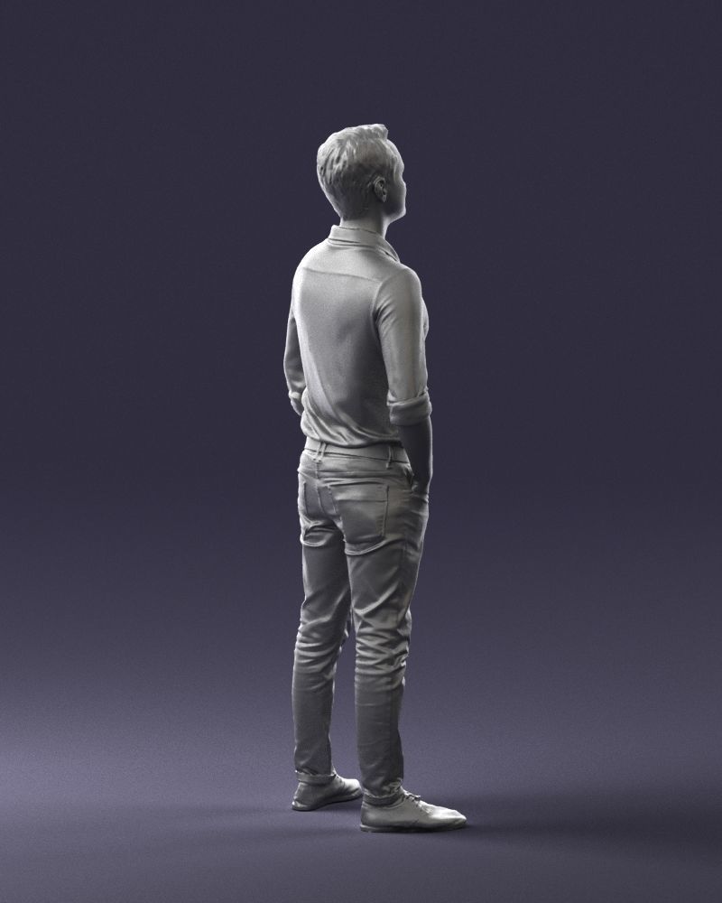 Man in yellow trousers and white shirt 0370 3D Print Ready 3D print model_25