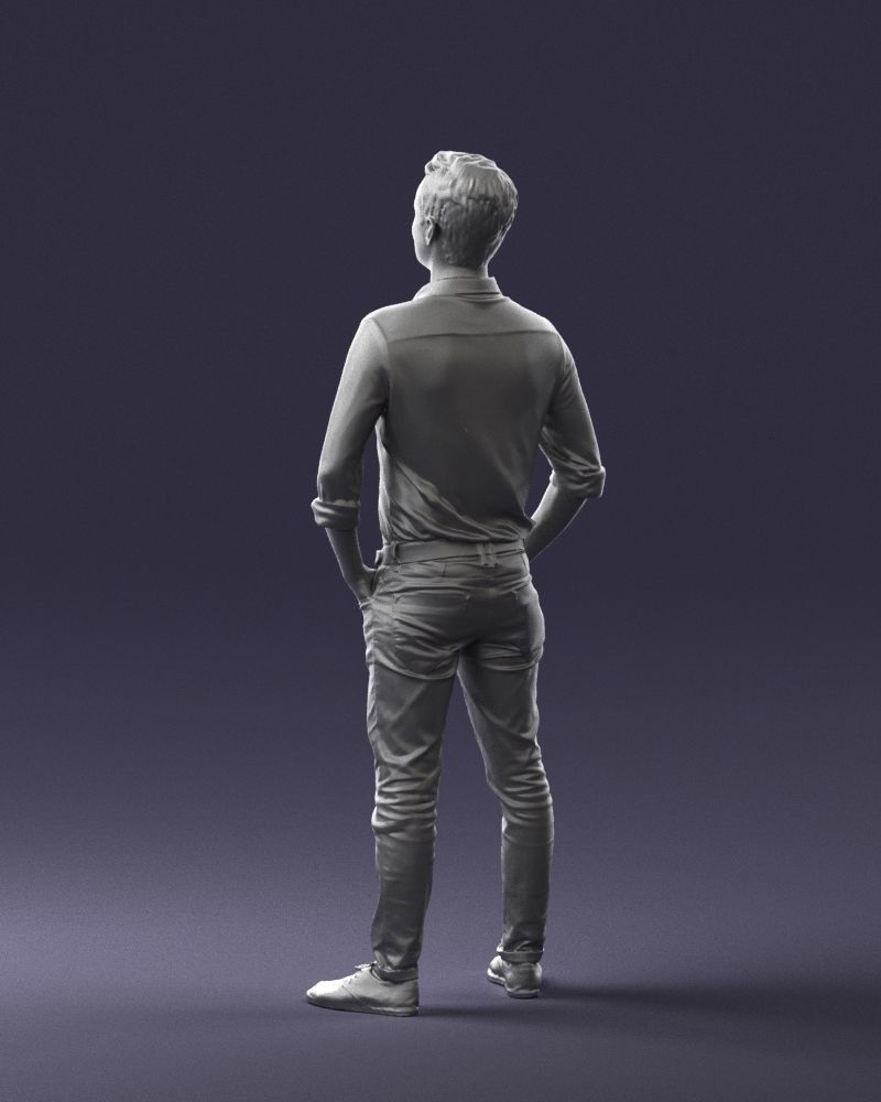 Man in yellow trousers and white shirt 0370 3D Print Ready 3D print model_16