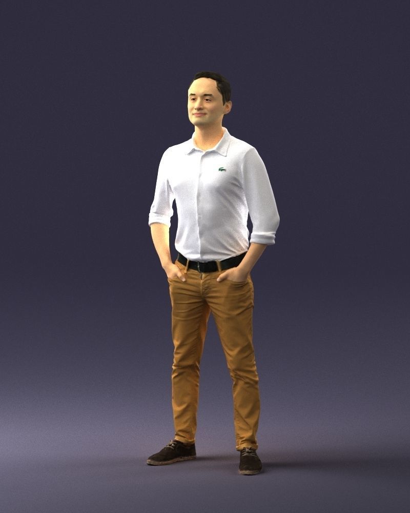 Man in yellow trousers and white shirt 0370 3D Print Ready 3D print model_3