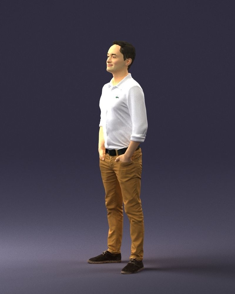 Man in yellow trousers and white shirt 0370 3D Print Ready 3D print model_6
