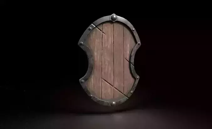 Wooden shield soldier lowpoly 3D gamse asset armor