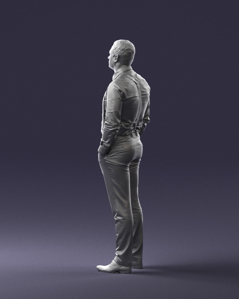 Guy in trousers with suspenders 0380 3D Print Ready 3D print model_13