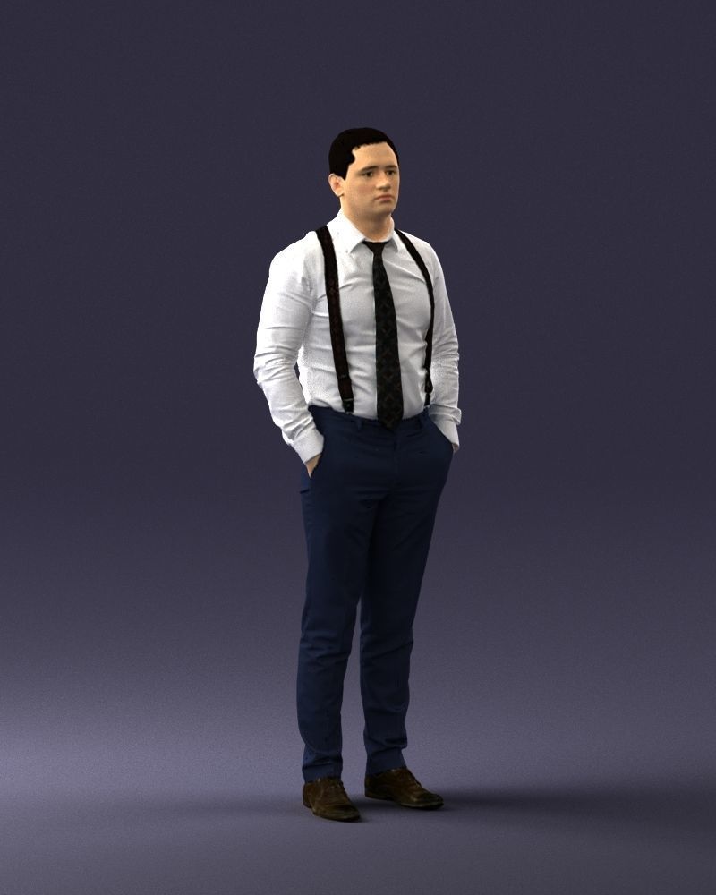 Guy in trousers with suspenders 0380 3D Print Ready 3D print model_33