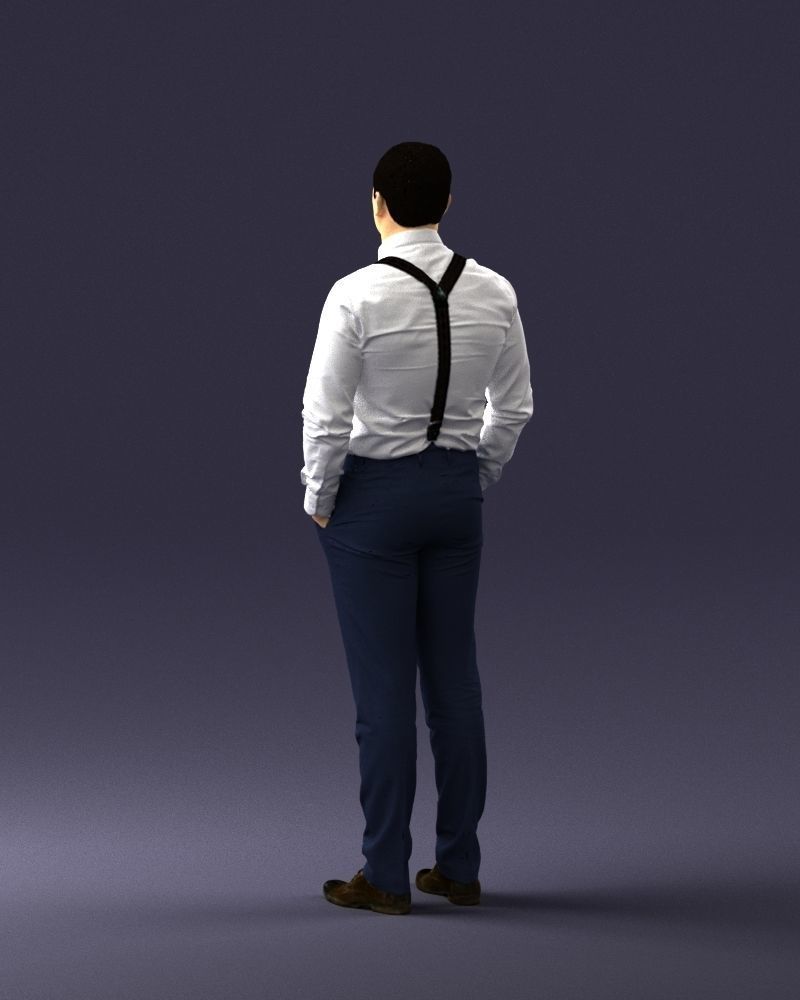 Guy in trousers with suspenders 0380 3D Print Ready 3D print model_15