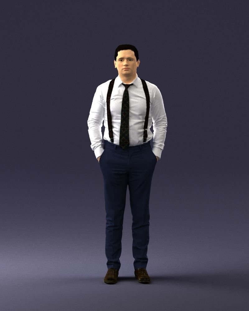 Guy in trousers with suspenders 0380 3D Print Ready 3D print model_36