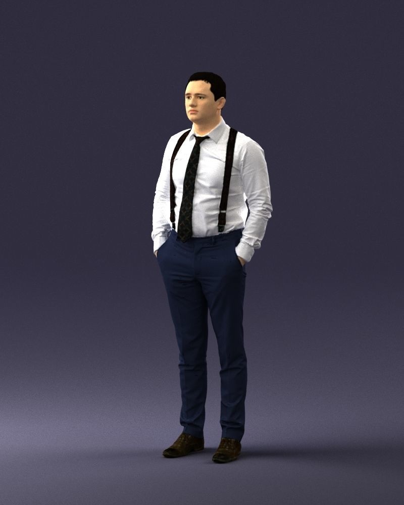 Guy in trousers with suspenders 0380 3D Print Ready 3D print model_3