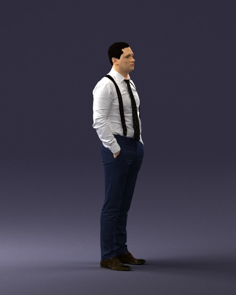 Guy in trousers with suspenders 0380 3D Print Ready 3D print model_30