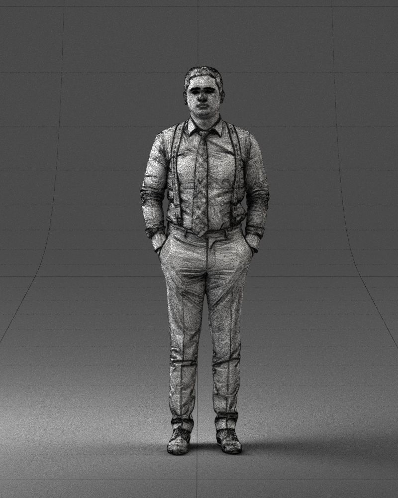 Guy in trousers with suspenders 0380 3D Print Ready 3D print model_2