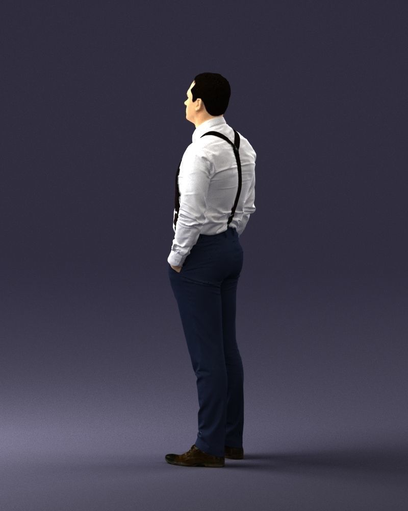Guy in trousers with suspenders 0380 3D Print Ready 3D print model_12