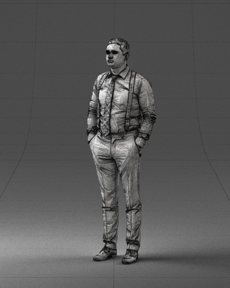 Guy in trousers with suspenders 0380 3D Print Ready 3D print model_5