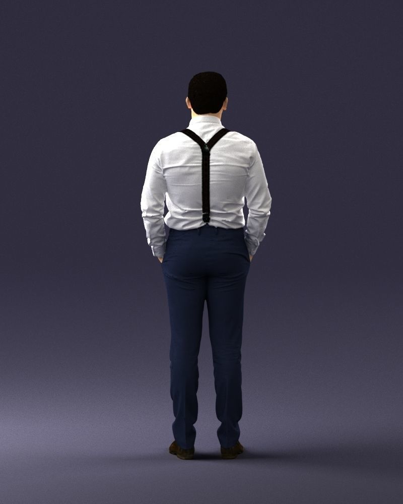 Guy in trousers with suspenders 0380 3D Print Ready 3D print model_18