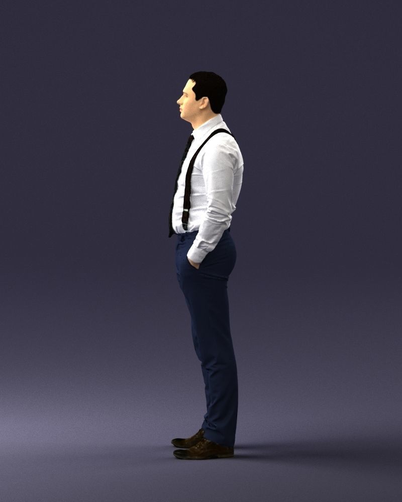 Guy in trousers with suspenders 0380 3D Print Ready 3D print model_9