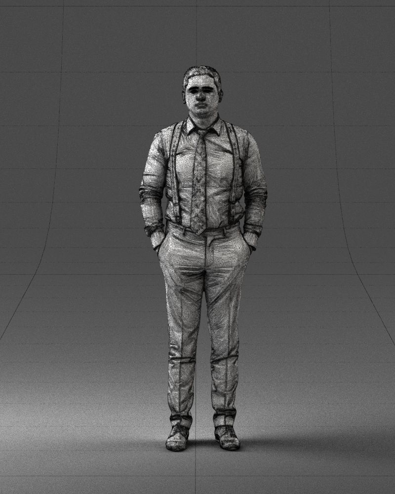 Guy in trousers with suspenders 0380 3D Print Ready 3D print model_38