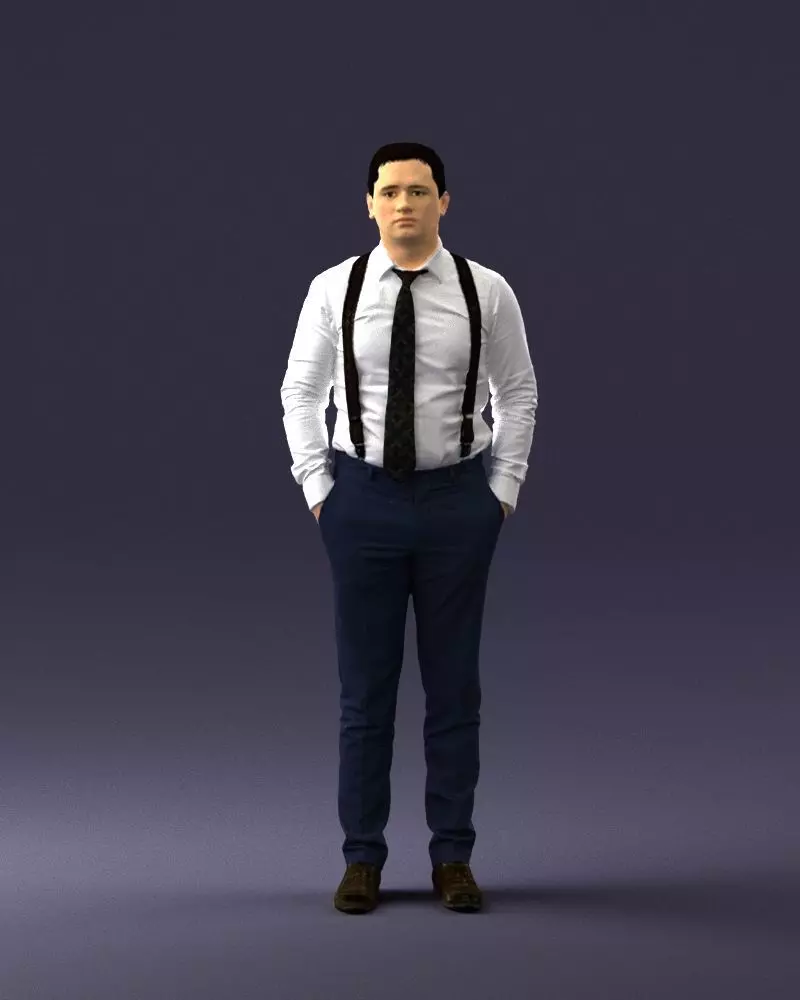 Guy in trousers with suspenders 0380 3D Print Ready 3D print model_0