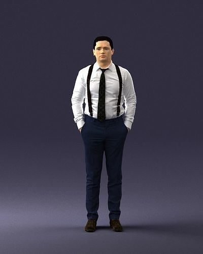 Guy in trousers with suspenders 0380 3D Print Ready 3D print model