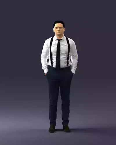 Guy in trousers with suspenders 0380 3D Print Ready